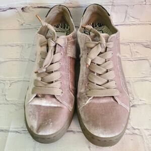 Trendy Womens Dolce Vita Sneakers | Pink Velvet Lace-Up Design | Size 7.5